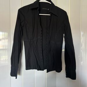 Black Fitted Button up Blouse